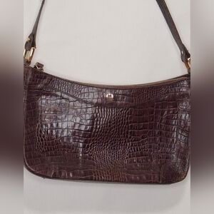 ETIENNE AIGNER Crocodile Embossed Leather Shoulder Bag